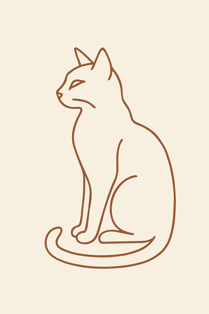 Orange Tabby Line Art Set, Orange Tabby Cat Line Art Wall Art, Printable Gallery Wall Set of 3, Instant Digital Download image 4