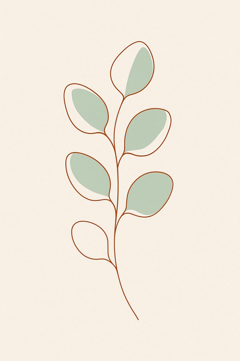 Botanical Line Art Collection, Botanical Line Art Wall Art, Printable Gallery Wall Set of 4, Instant Digital Download image 3