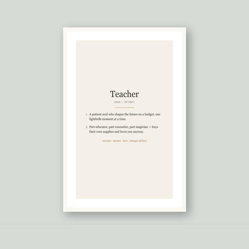 Teacher Definition Print, Funny Teacher Gift Wall Art, Teacher Appreciation Printable, Instant Digital Download image 6