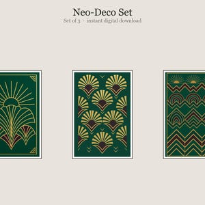 Neo-Deco Set, Neo Deco Art Deco Wall Art, Printable Gallery Wall Set of 3, Instant Digital Download