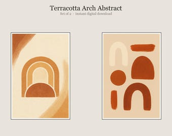 Terracotta Arch Abstract, Terracotta Arch Abstract Wall Art, Printable Gallery Wall Set of 2, Instant Digital Download