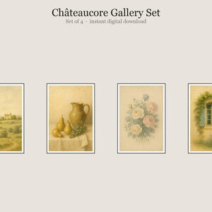 Châteaucore Gallery Set, Chateaucore French Countryside Wall Art, Printable Gallery Wall Set of 4, Instant Digital Download