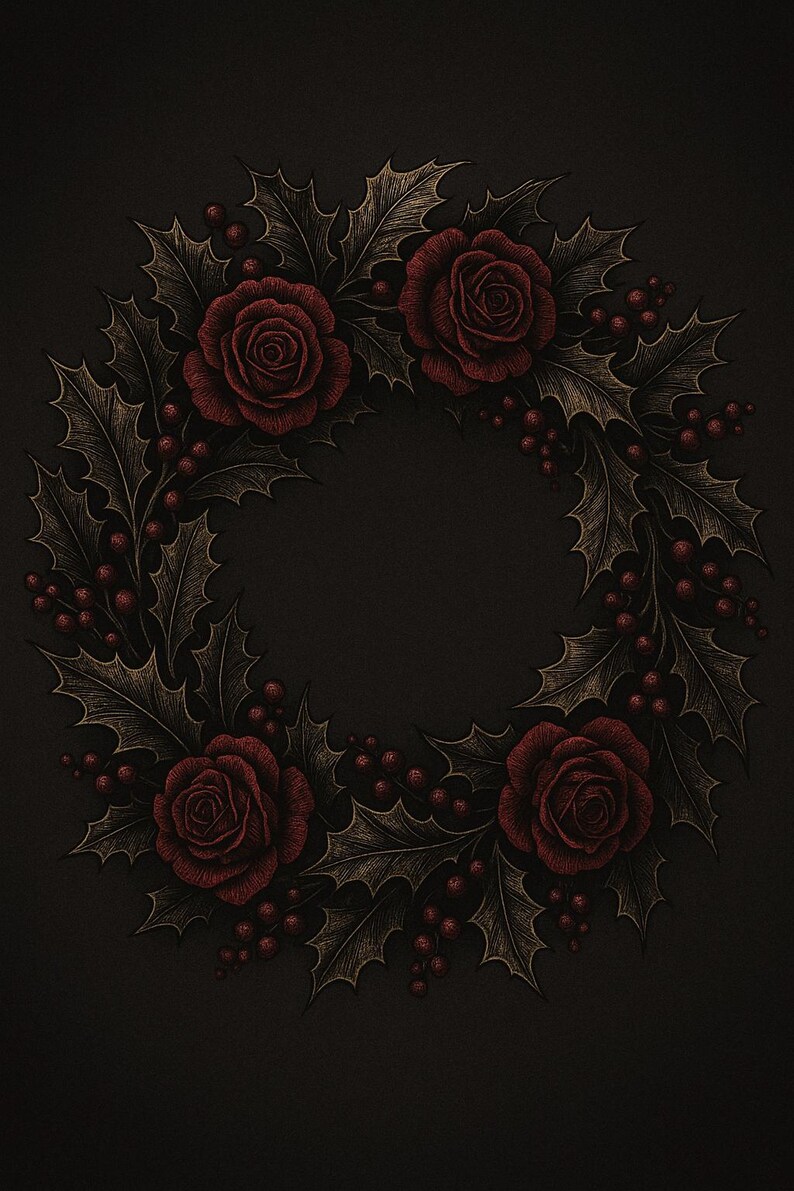 Gothmas Gallery Wall Art Set, Gothic Christmas Prints, Botanical, Nutcracker (Digital Download) image 3
