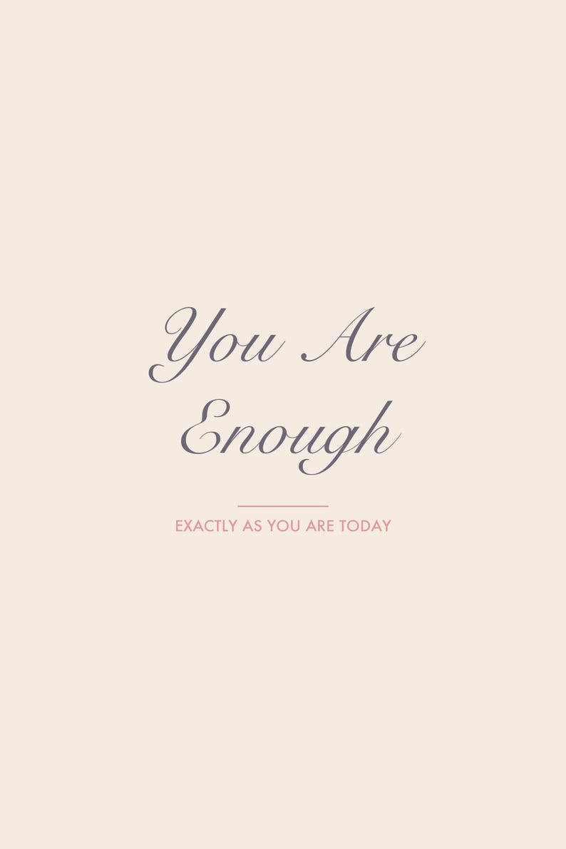„Du bist genug“-Druck, Affirmationsbild für die Wand, Blush-Schriftzug zum Ausdrucken, Deko zur Selbstliebe, Badezimmerzitat als digitaler Download Bild 1