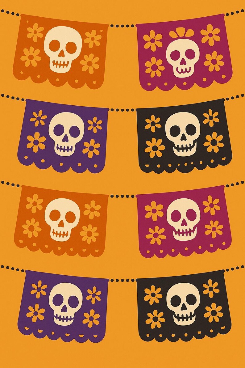 Día de los Muertos Set, Dia De Los Muertos Wall Art, Printable Gallery Wall Set of 4, Instant Digital Download image 5