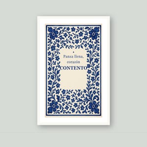 Panza Llena Corazón Contento Print, Spanish Talavera Tile Wall Art, Mexican Kitchen Decor, Frase en Español, Instant Digital Download image 4