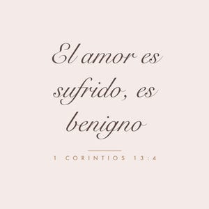 El amor es sufrido, es benigno Cuadro Imprimible, Spanish Bible Verse Wall Art, Arte Para Pared, Instant Digital Download