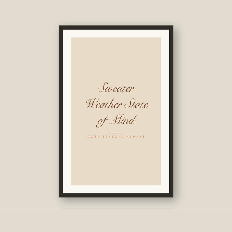 Sweater Weather Print Autumn Wall Art | Cozy Fall Printable Quote | Minimalist Typographic Home Decor Digital Download image 4