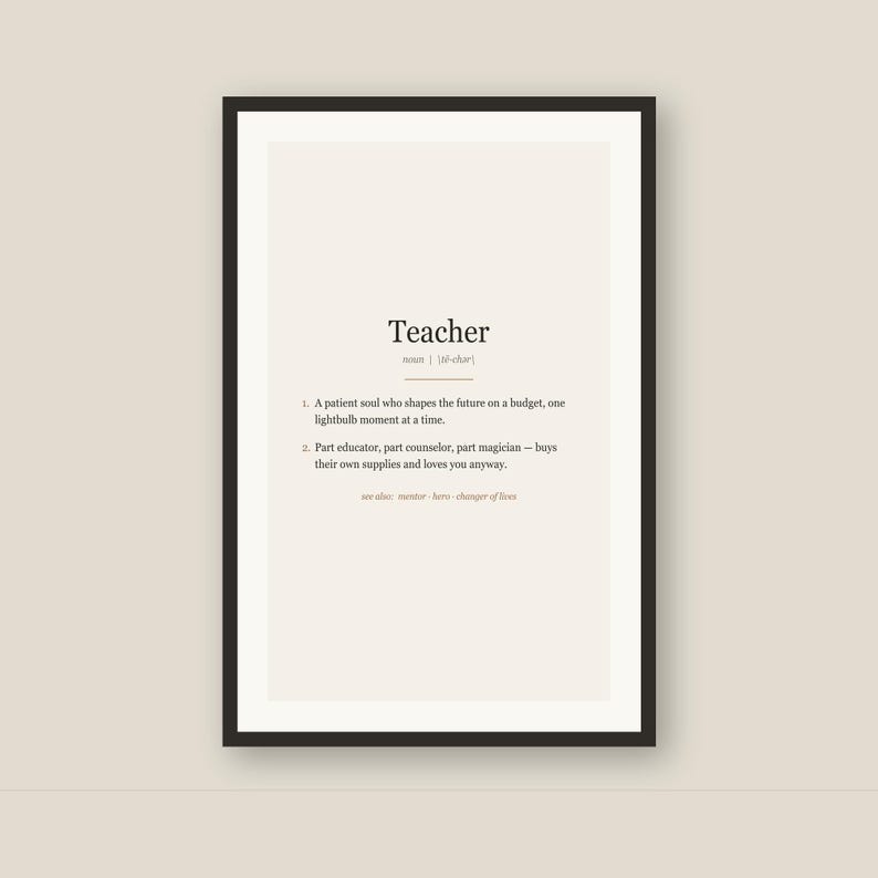 Teacher Definition Print, Funny Teacher Gift Wall Art, Teacher Appreciation Printable, Instant Digital Download image 5