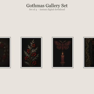 Gothmas Gallery Muurdecoratie Set, Gotische Kerstprints, Botanisch, Notenkraker (Digitale Download)