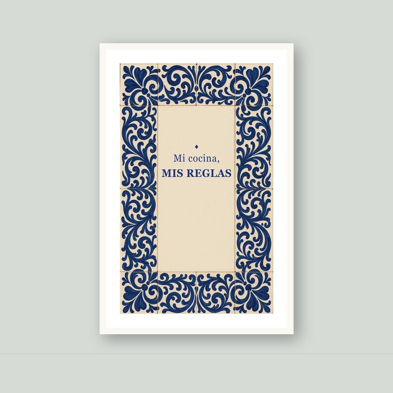 Mi Cocina Mis Reglas Print, Spanish Talavera Tile Wall Art, Mexican Kitchen Decor, Frase en Español, Instant Digital Download image 5