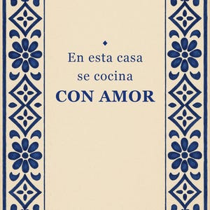 En Esta Casa Se Cocina Con Amor Print, Spanish Talavera Tile Wall Art, Mexican Kitchen Decor, Frase en Español, Instant Digital Download
