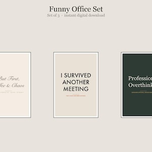 Funny Office Wall Art Set of 3, Funny Office Humor Prints Bundle, Printable Gallery Set, Instant Download image 1