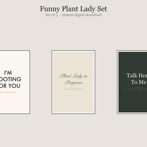 Funny Plant Lady Wall Art Set of 3, Funny Plant Humor Prints Bundle, Printable Gallery Set, Instant Download