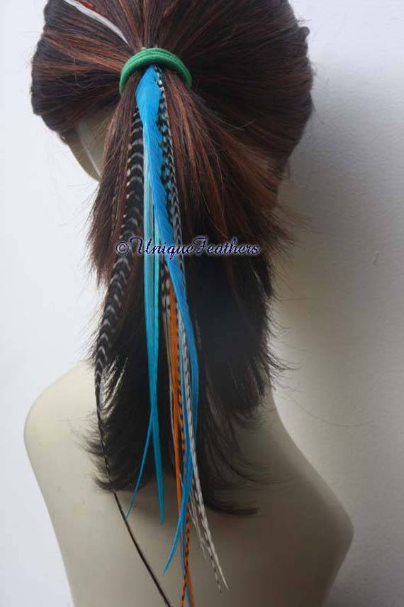 Extra Long Feather Extensions Hair Accessory Blue Clip In Hair Etsy