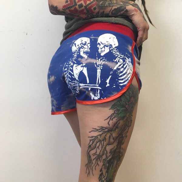 Skull Kurze Hose, Booty Hose, Punk Rocker Shorts, Roller Skate Shorts