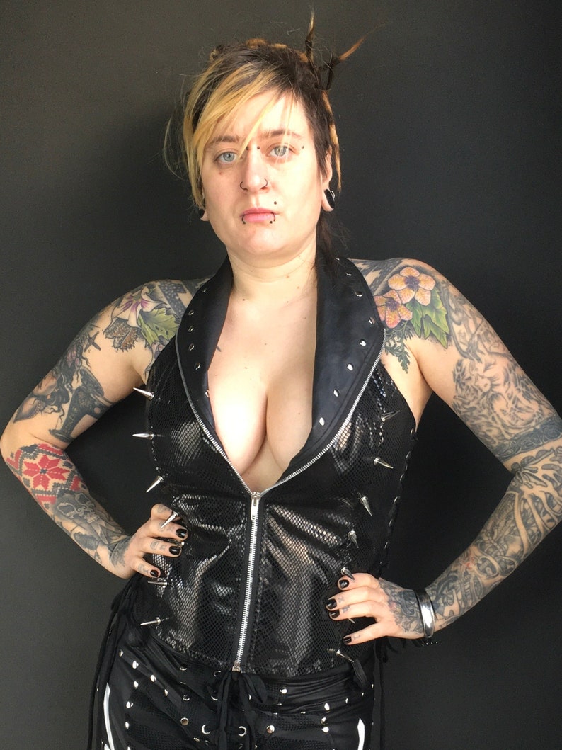 Fake Leather Vest, Fake Snakeskin Jacket, Spiked Heavy Metal Battle