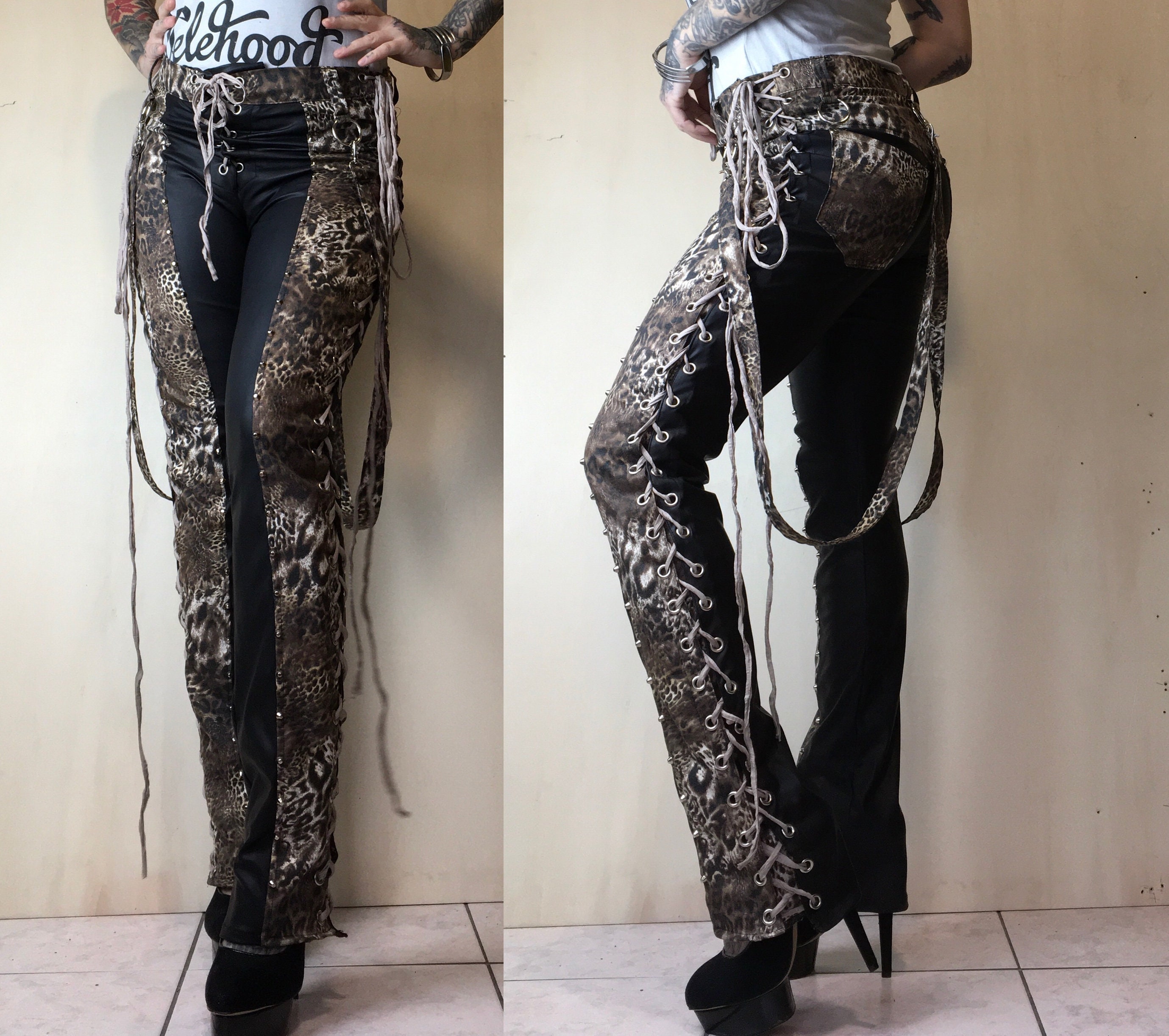 【韓国SETUP-EXE セットアップ】LEOPARD LACE PANTS BOTTOM - setup.exe