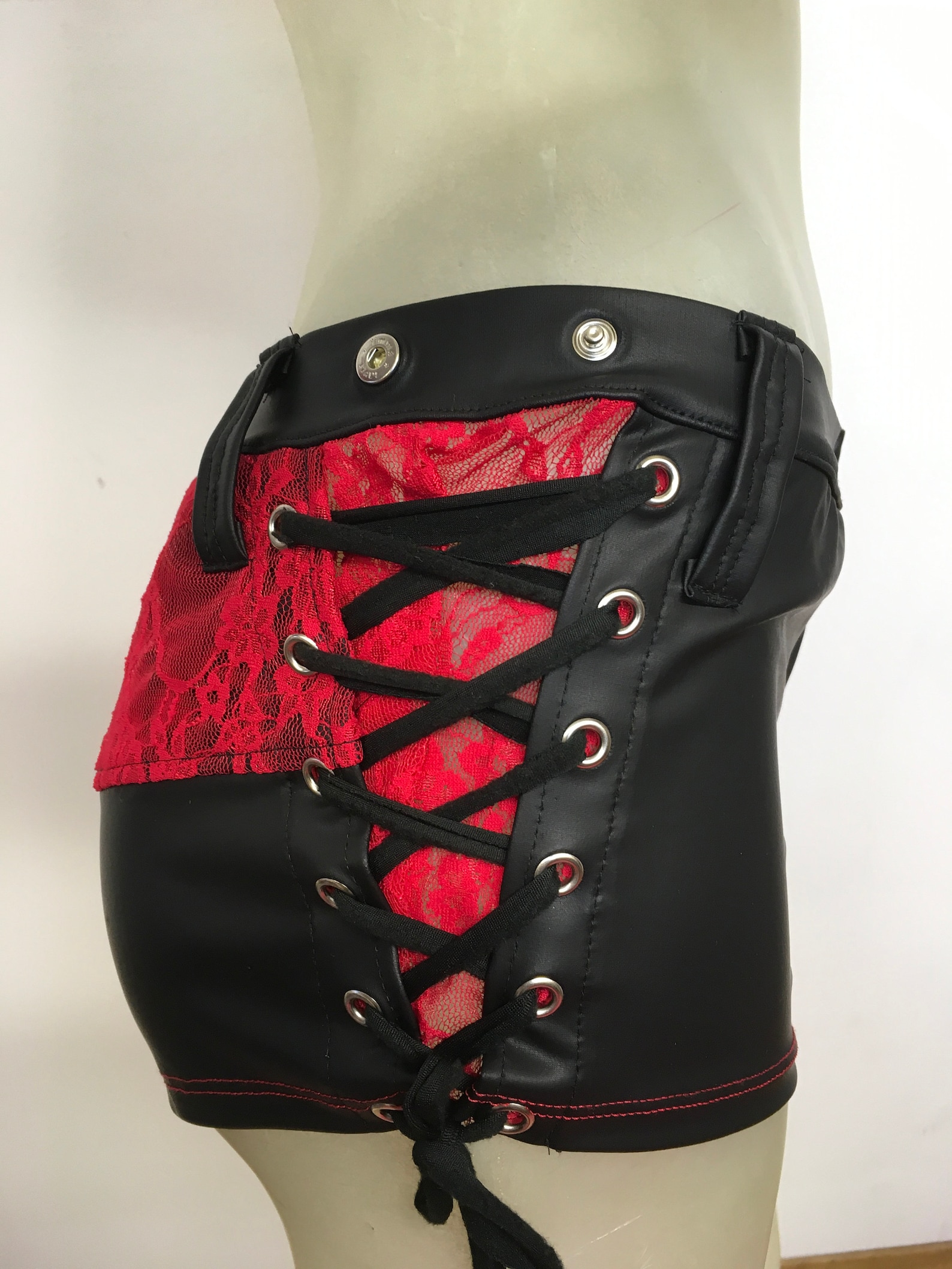 Leather Booty Shorts With Lace Up Front main image 1