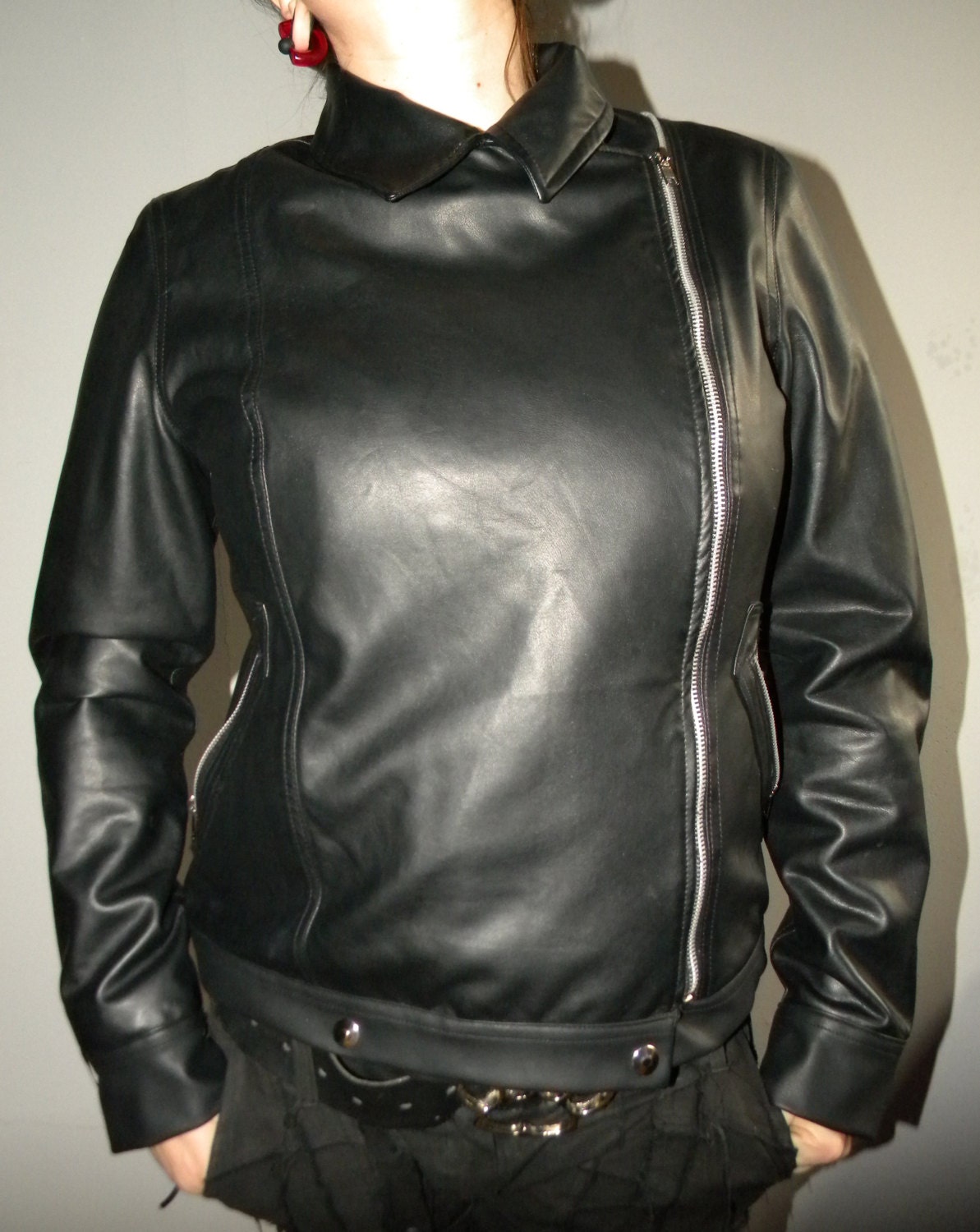 Faux Leather Biker Jacketpunk Rockheavy Metal Clothingvegan - Etsy