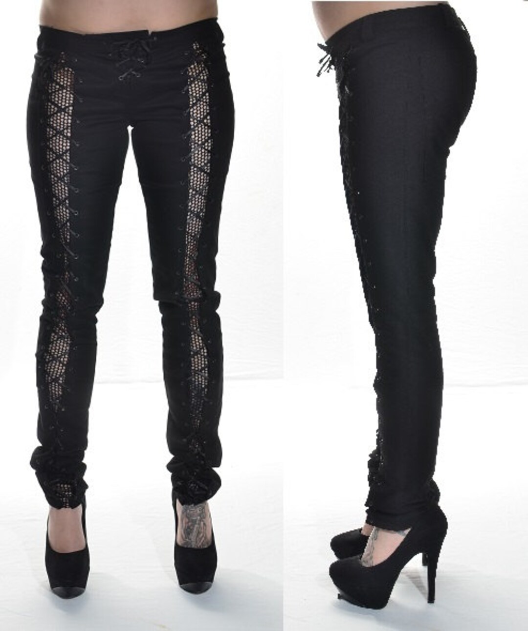 Saleblack Lace up Pants With Pants Etsy