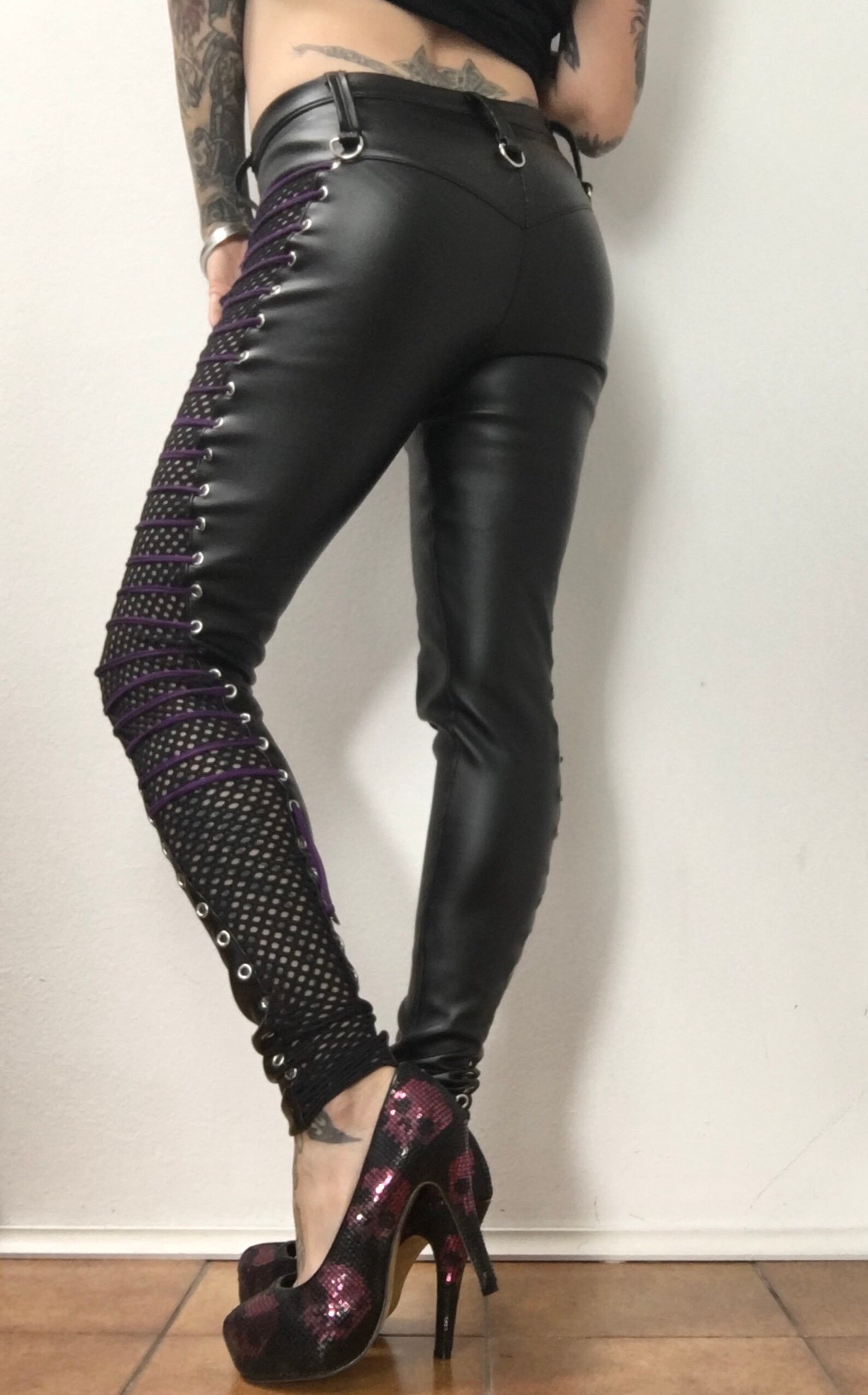 Faux Leather Heavy Metal Tight Pants Cigarette Pants Rocker Etsy UK