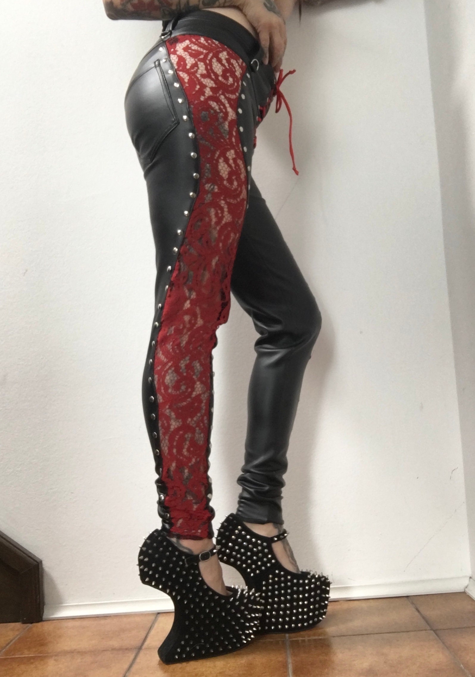 Heavy Metal Leather and Lace Biker Pants Etsy Canada