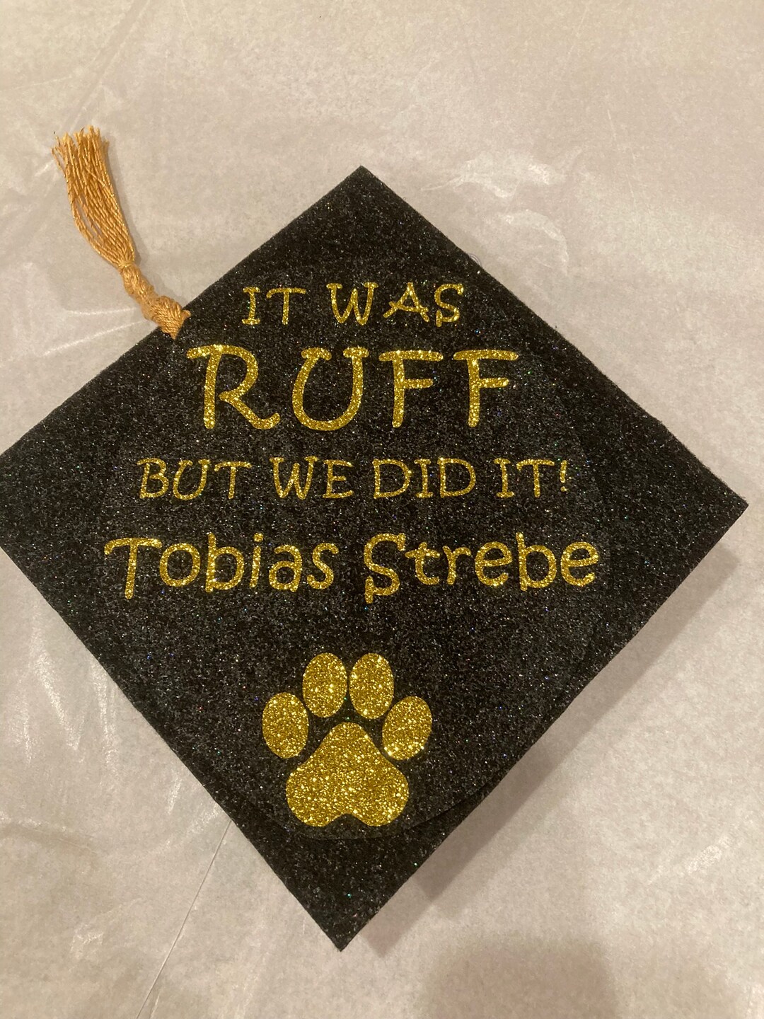 Dog Graduation Hat / CUSTOM Cap It Was RUFF With Paw Print Etsy