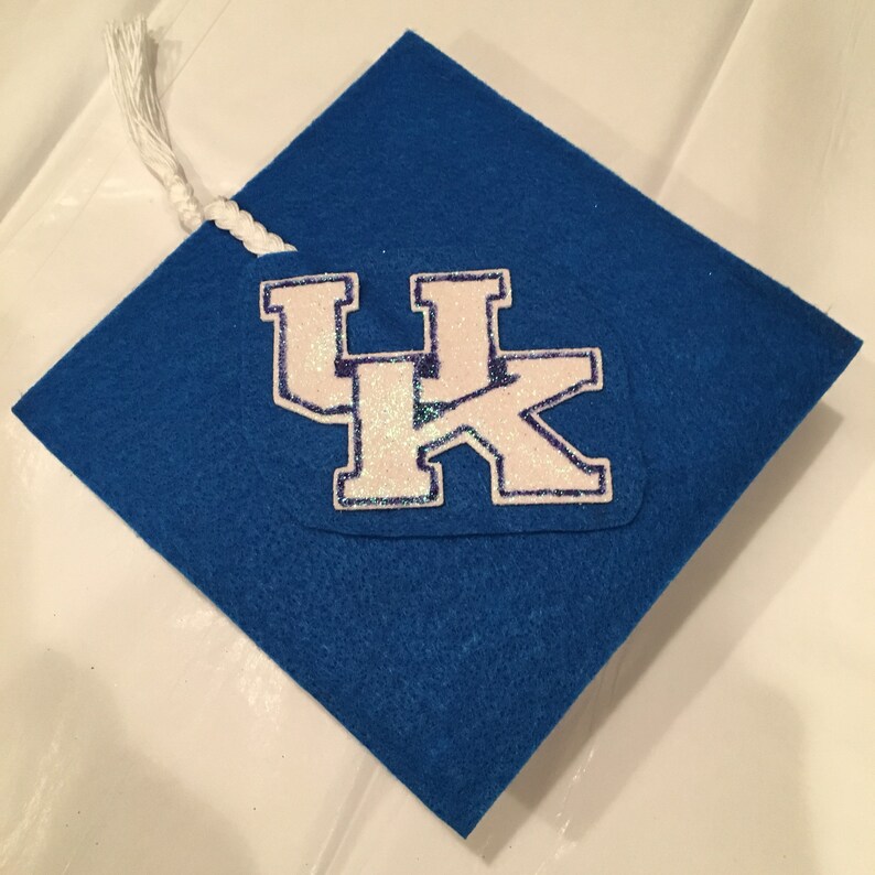 University or School Block Letters Dog Graduation Cap Hat ANY College CUSTOM