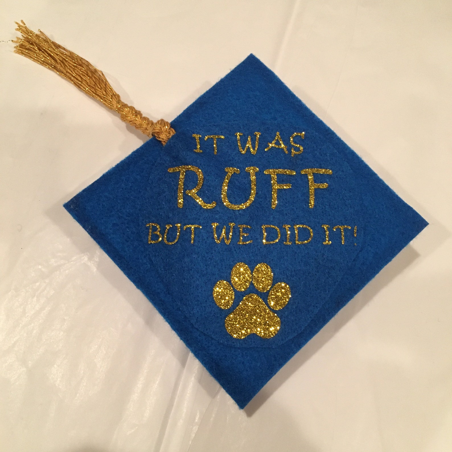 Dog Graduation Hat / Cap It Was RUFF With Paw Print Etsy