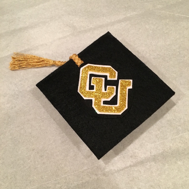 University or School Block Letters Dog Graduation Cap Hat ANY College CUSTOM