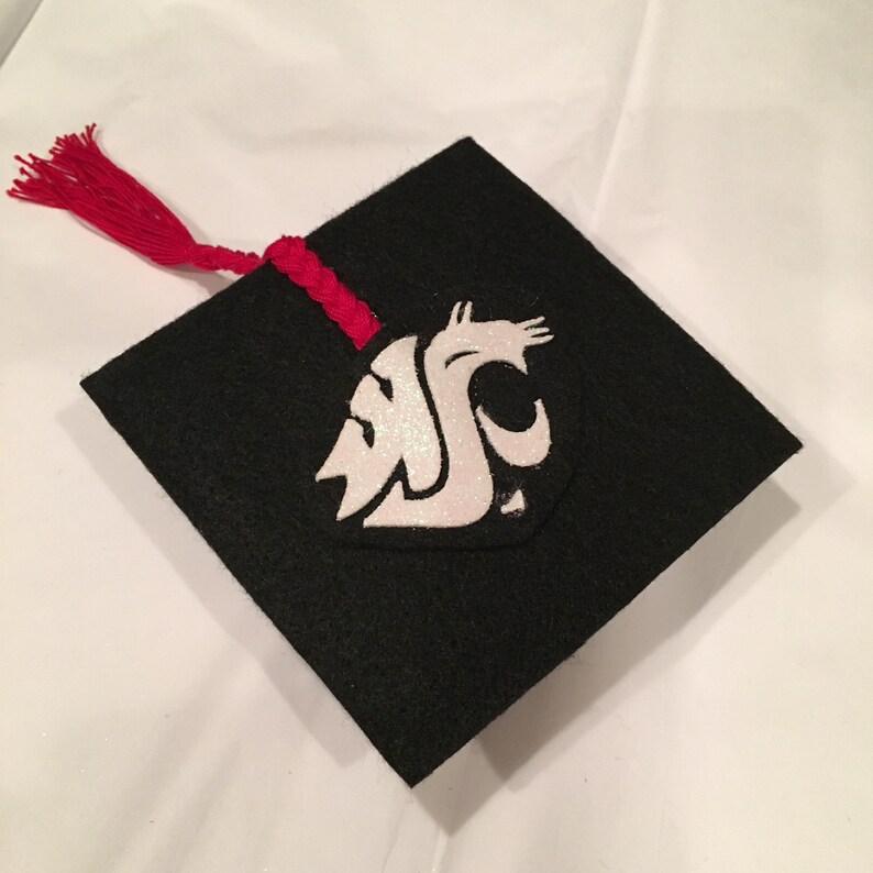 University or School Block Letters Dog Graduation Cap Hat ANY College CUSTOM
