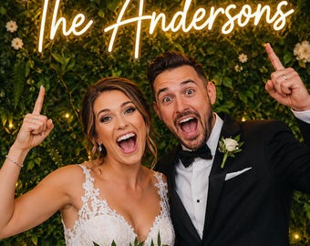 Custom Last Name Neon Sign, Wedding Reception LED Decor, Mr & Mrs Bridal Shower