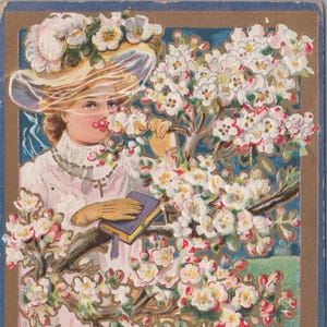 EASTER Postcard / Antique Postcard Easter 1910's Embossed Used Posted -- Great for Journals, Smash Books, Collage, Card Making++