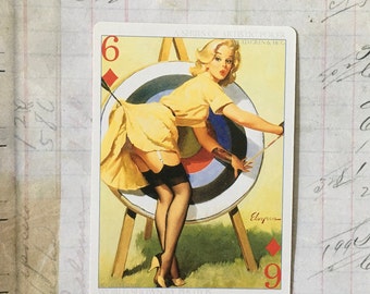 Woman Swap Card / 1 Vintage Woman Pin Up Playing Card — Great for Journals, Smash Books, Collage, etc.