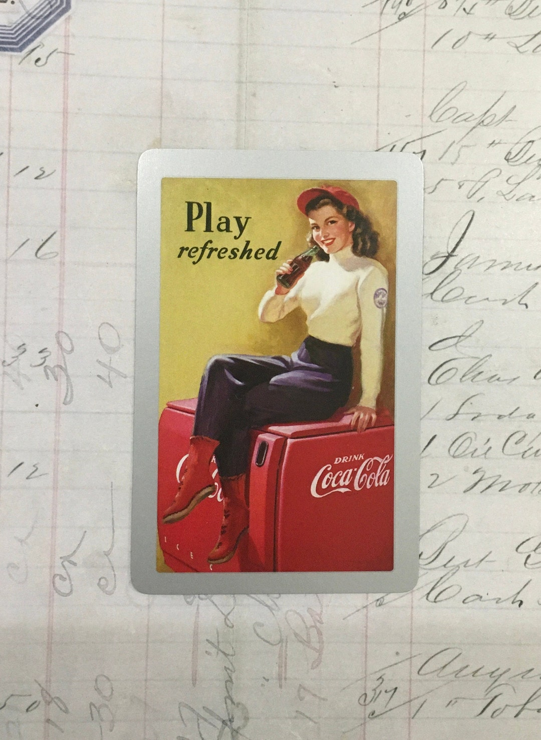 Coca Cola Card / 1 Vintage Playing Card Coca Cola Retro Colors Great