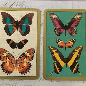 Butterfly Cards / 2 Vintage Butterfly Playing Cards -- Great for Altered Art, Mixed Media, Journals, Smash Books, etc.