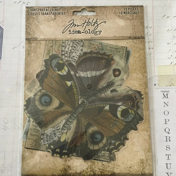Butterflies / 10 Pc. Butterflies Scrap Pack DIY Acetate Inspiration Kit Transparent Things by Tim Holtz **On SALE!!