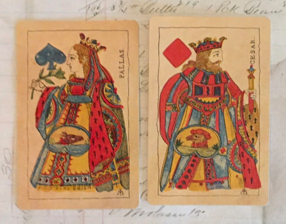 King & Queen Cards / 2 Vintage Renaissance Queen King Playing