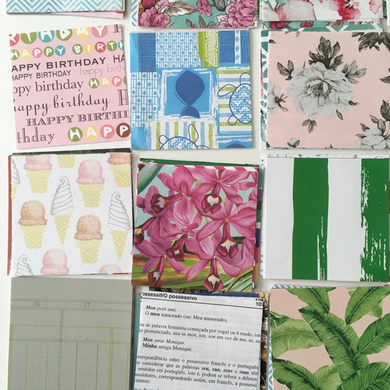 Journal Papers / 30 Vintage Scrap Pieces 3 X 3 