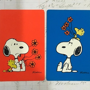 Snoopy Cards / 2 Vintage Snoopy & Woodstock Playing Cards by Hallmark Great for Journals, Smash Books, Collage+ Good NEW Condition