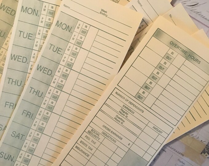Time Cards / 10 Punch Time Cards Manila Days of the Week Great Etsy