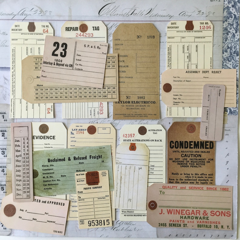 Collage Mixed Media, SCRAP PACK 25 Pc Salvaged TAGS Kit by Tim Holtz for Altered Art
