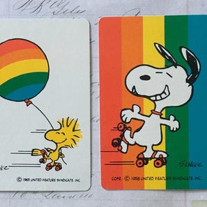 Snoopy Cards / 2 Vintage Snoopy & Woodstock Playing Cards by Hallmark -- Great for Journals, Smash Books, Collage+