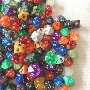 D10 Dice / 12 Pcs. Dice Lot  Size D10 Assorted mixed Colors Unusual Dice Random Selection — Great for Crafts, Replacements, Shadow Boxes,++