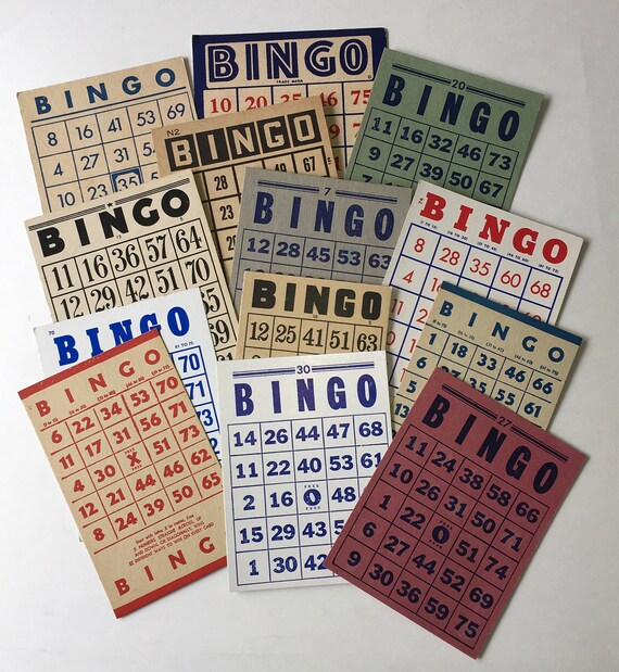 Printable BINGO Cards / **INSTANT DOWNLOAD**  13 Printable Assorted Bingo Cards / journal, collage clipart ***13 Images