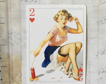 Woman Swap Card / 1 Vintage Woman Pin Up Playing Card — Great for Journals, Smash Books, Collage, etc.