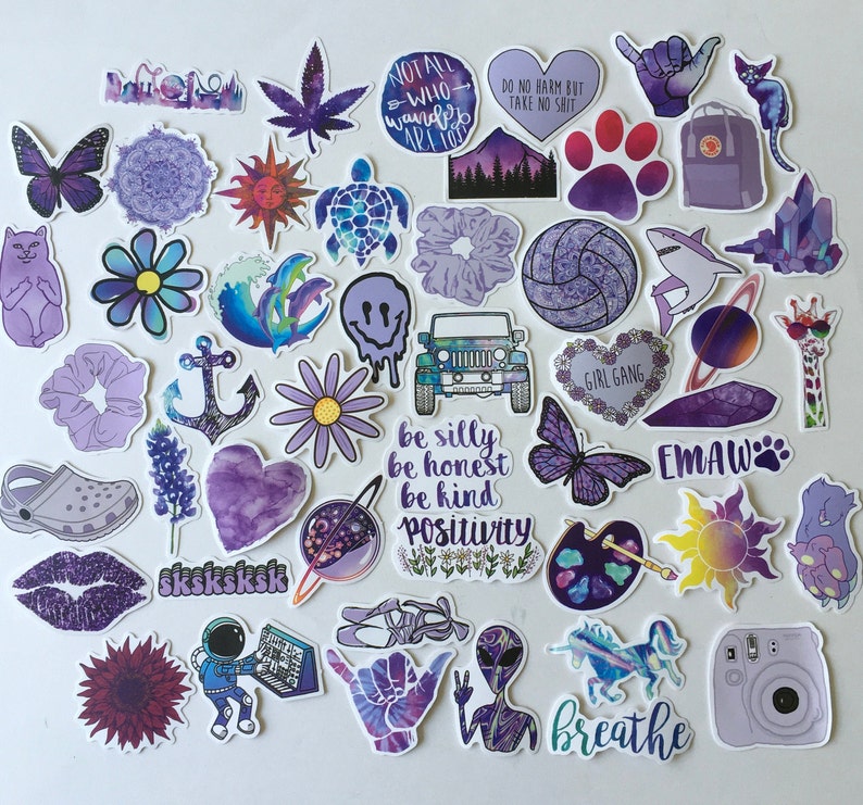 STICKERS / 50 Hydro Flask Stickers VSCO Girl Stickers Purple - Etsy