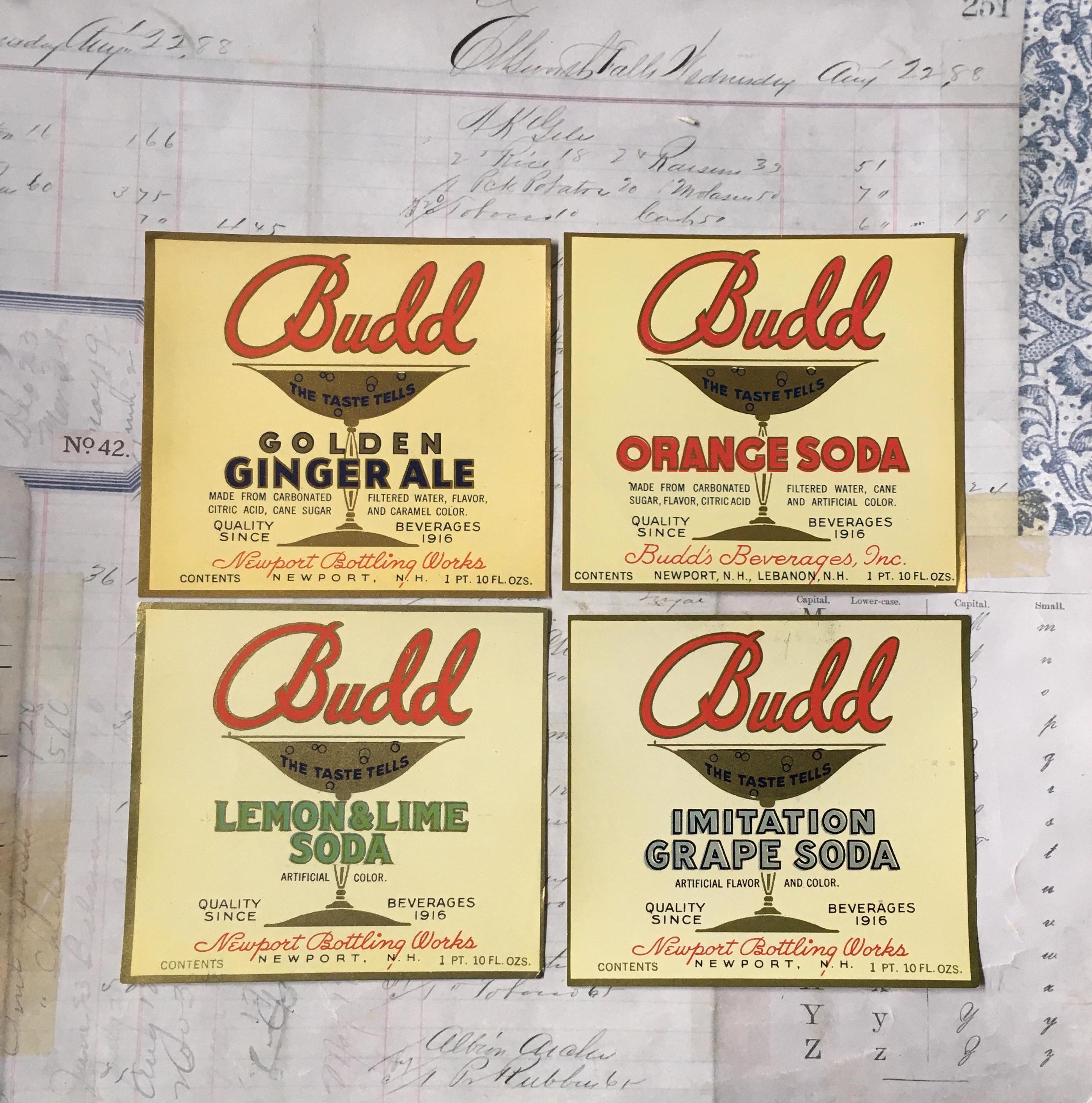 SODA Labels / 4 Vintage Soda Labels BUDD Soda -- Great for Journals ...