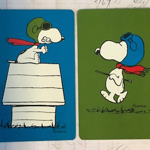 Snoopy Cards / 2 Vintage Snoopy Ace Playing Cards by Hallmark Great for Journals, Smash Books, Collage -- Very Good Condition